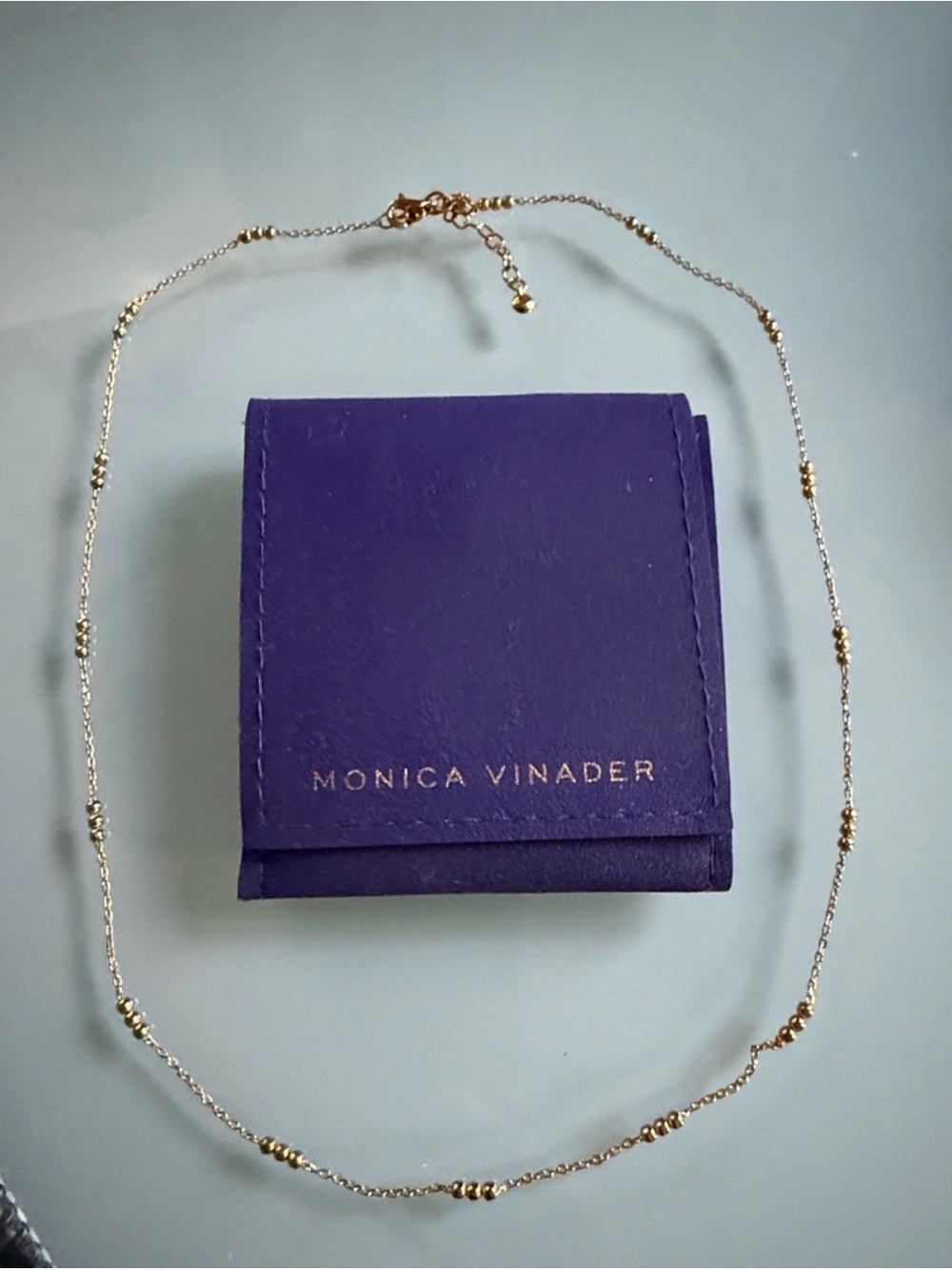 MONICA VINADER Delicate Gold Bead Station Necklace NWT